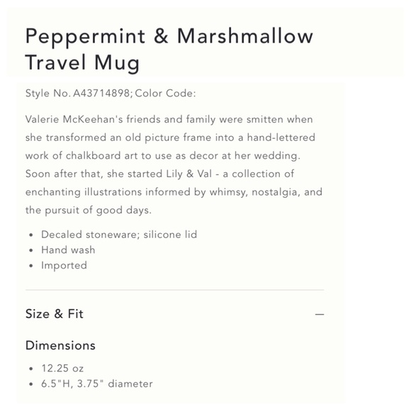 Anthropologie Peppermint & Marshmallow Travel Mug - Picture 11 of 11